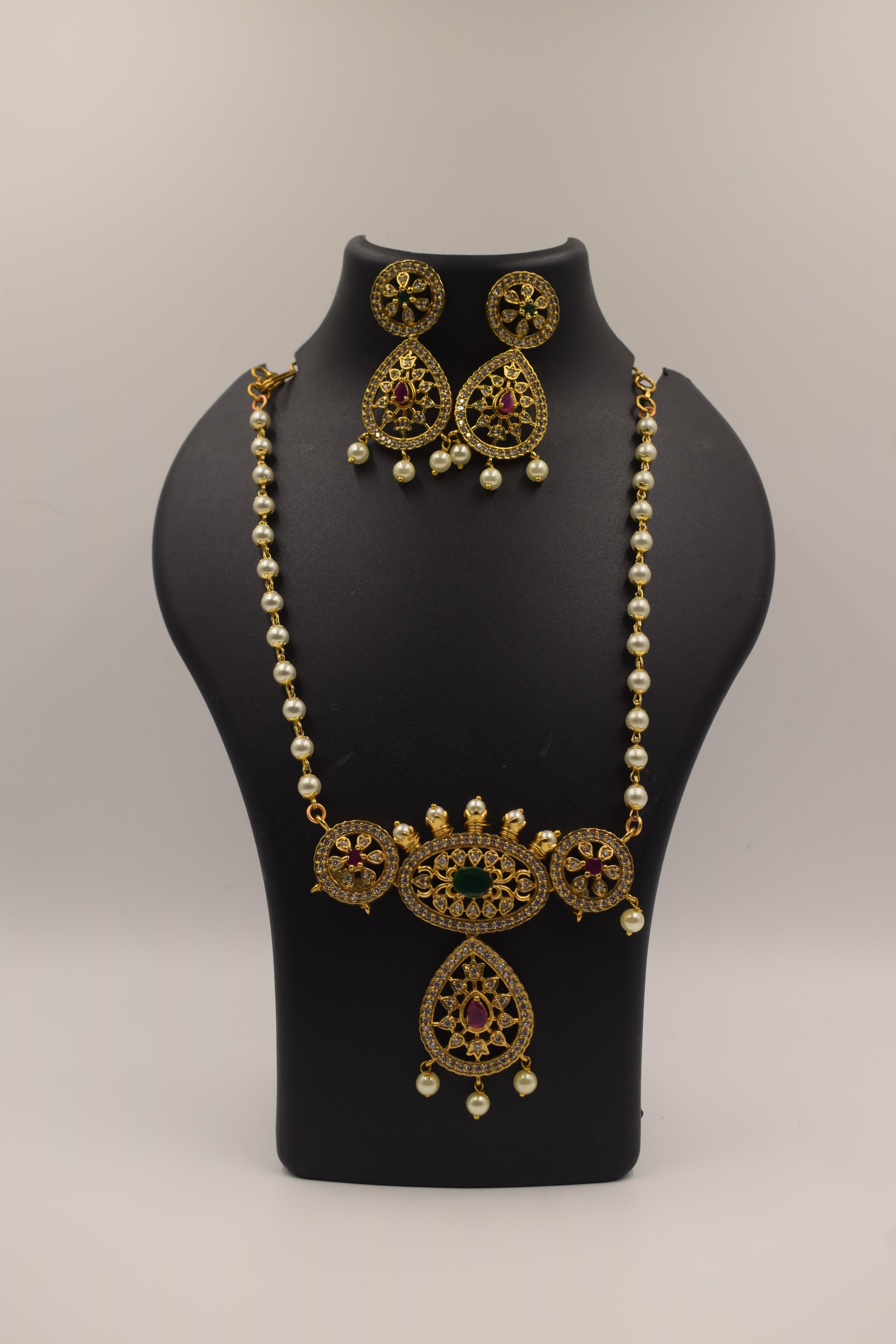 AD Necklace with Pearl Drops