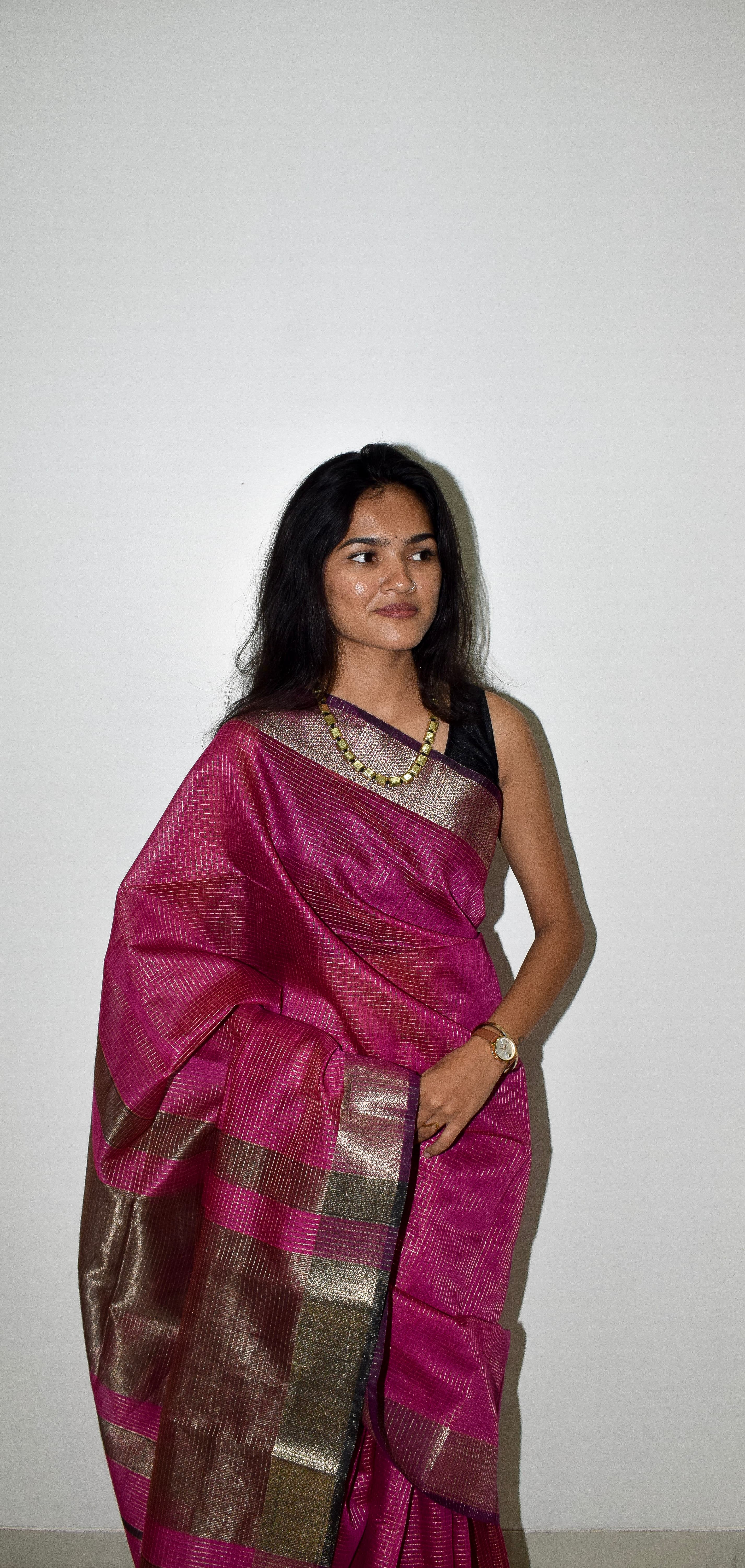 Cotton Silk Maheshwari Saree thumbnail 3