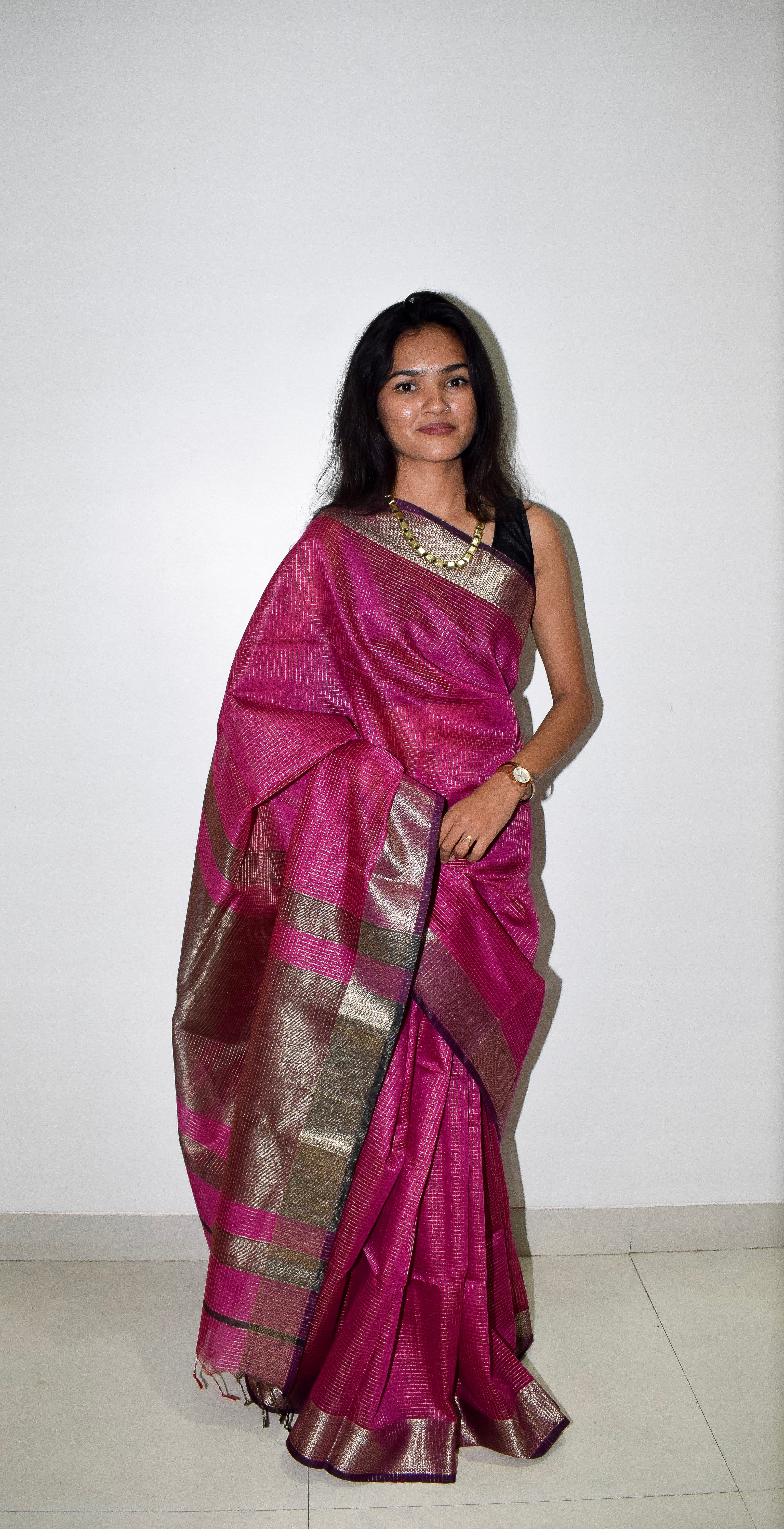 Cotton Silk Maheshwari Saree thumbnail 2