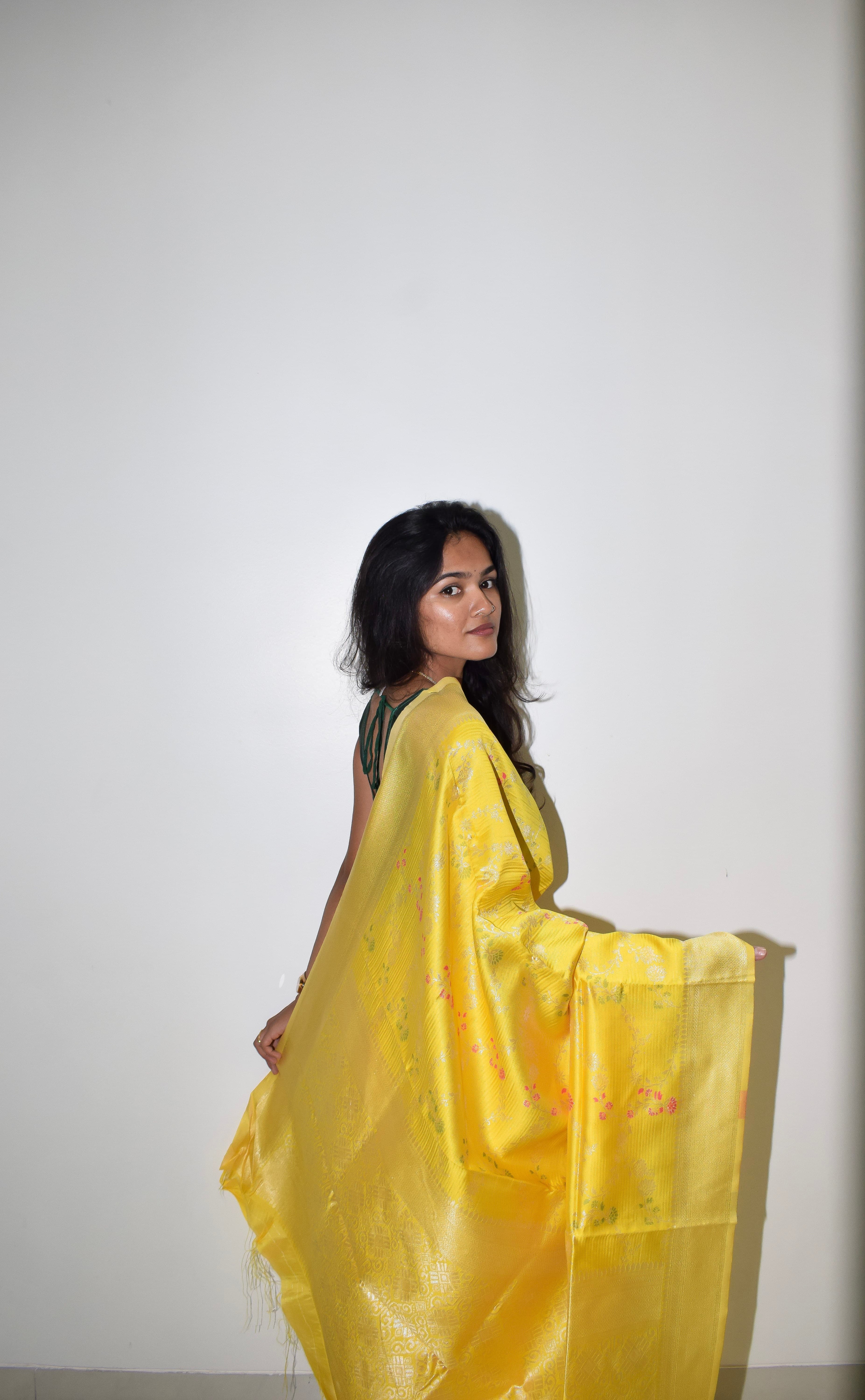 Yellow Semi Silk Saree thumbnail 2