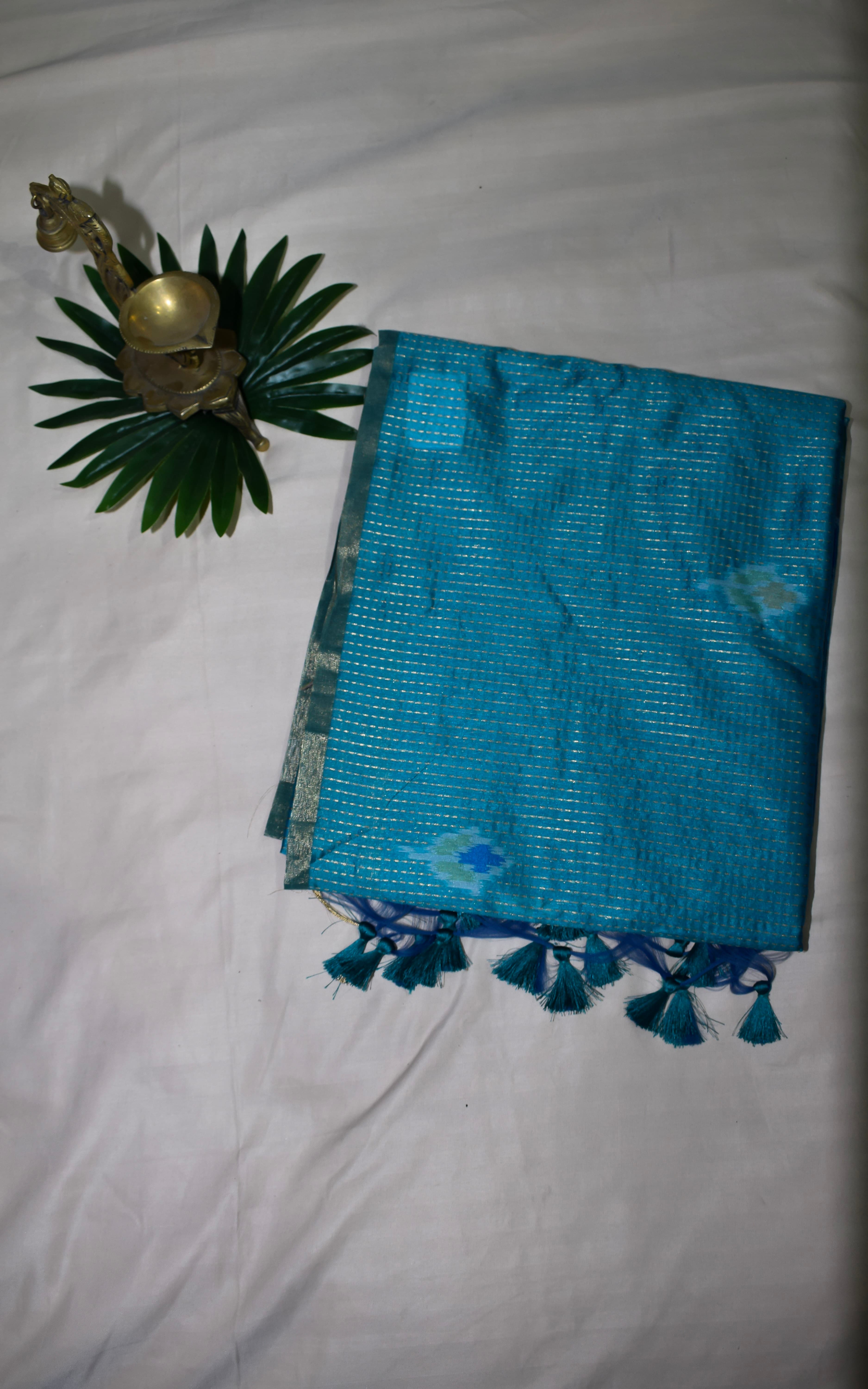 Kantha with Ikat Pallu Saree thumbnail 3