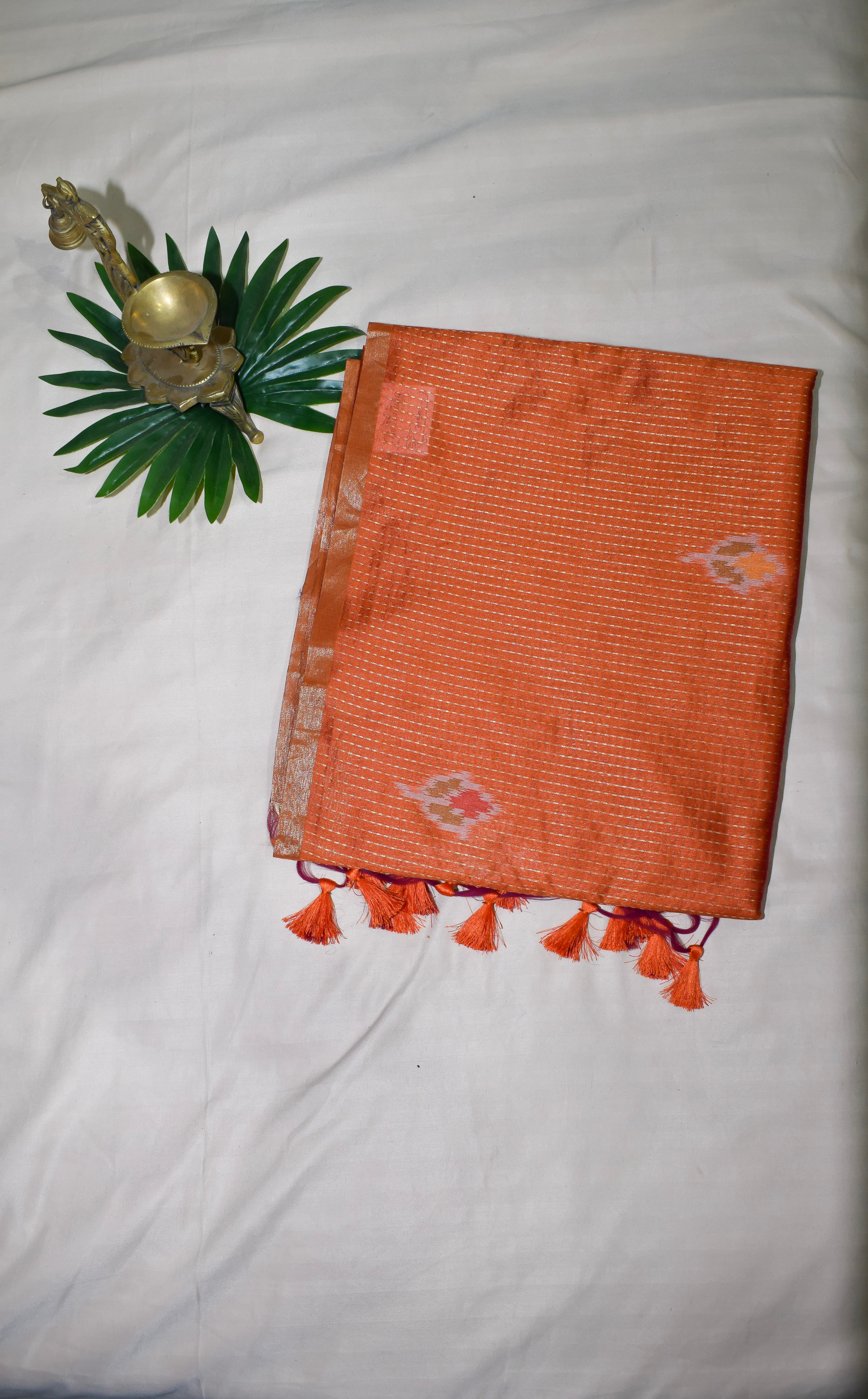 Kantha with Ikat Pallu Saree thumbnail 5