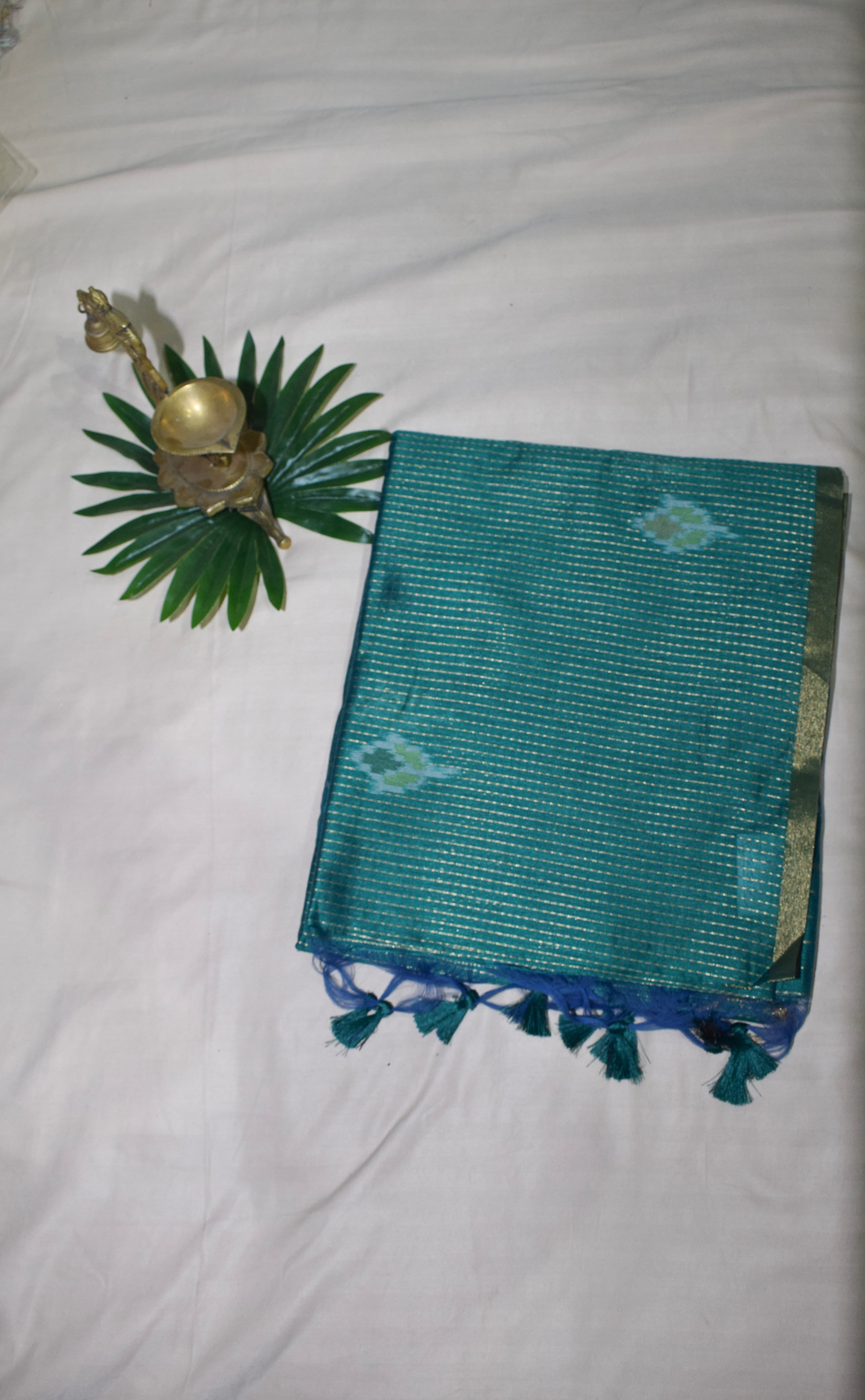 Kantha with Ikat Pallu Saree thumbnail 6