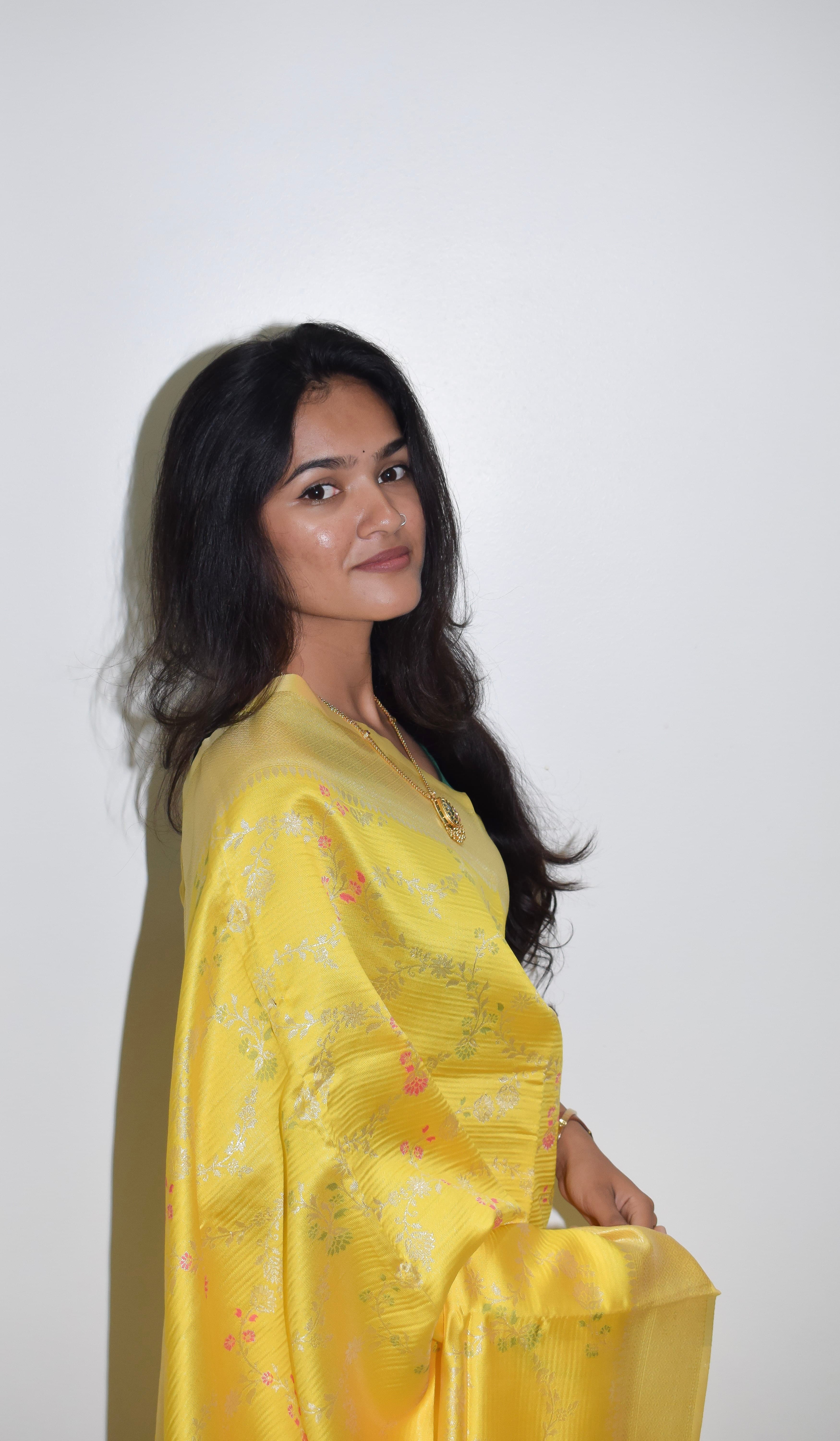 Yellow Semi Silk Saree