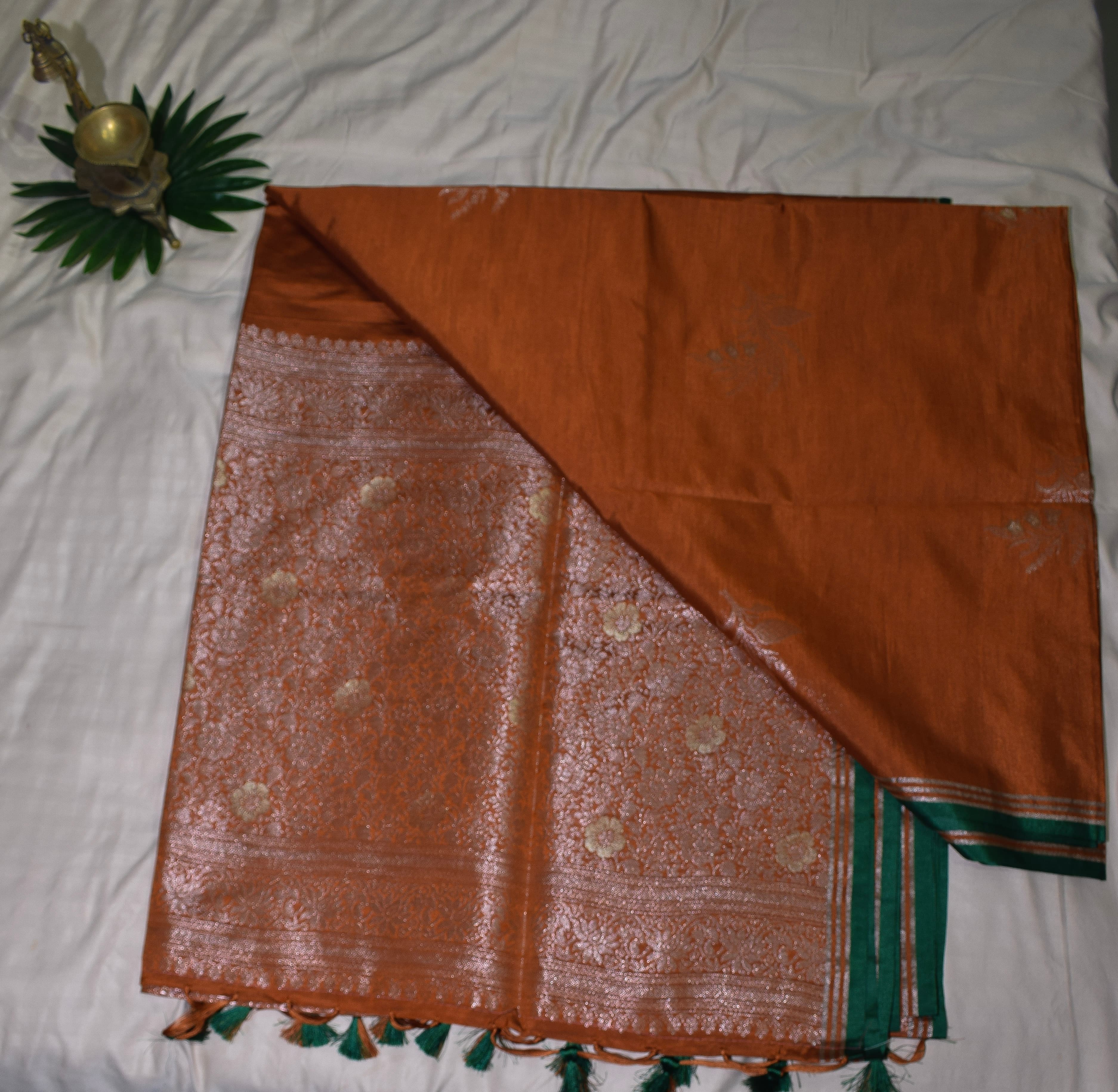 Tasar Saree with Banarasi Pallu